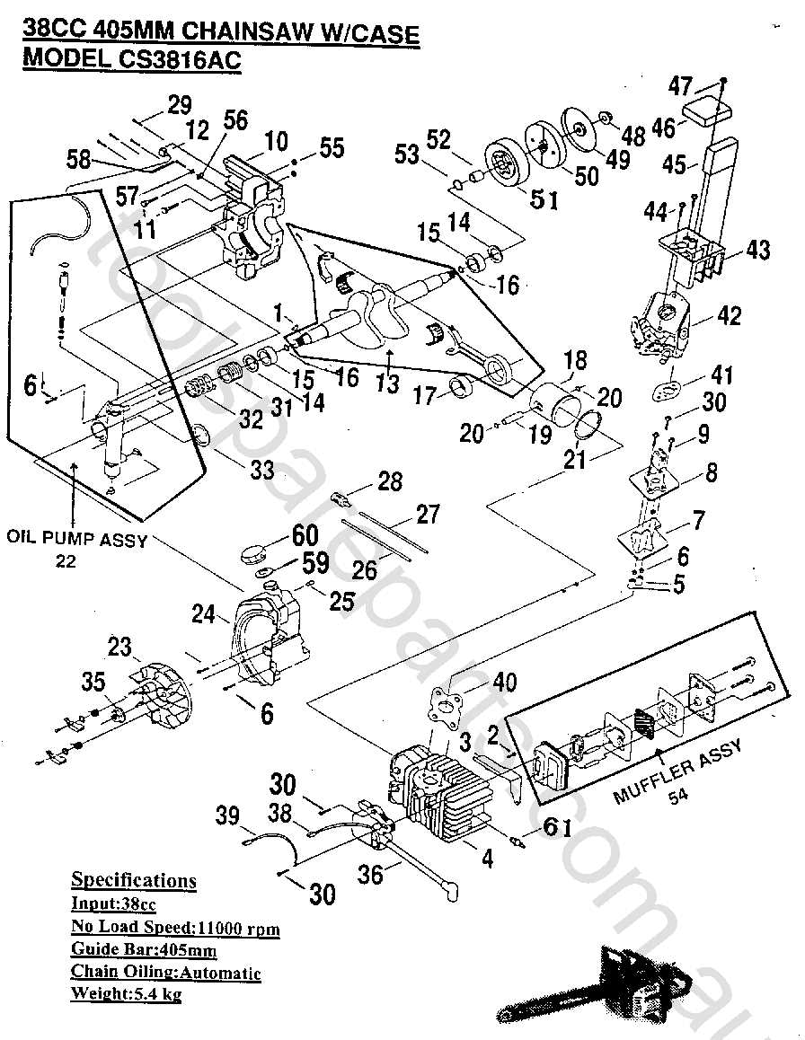 mcculloch 3516 chainsaw parts diagram