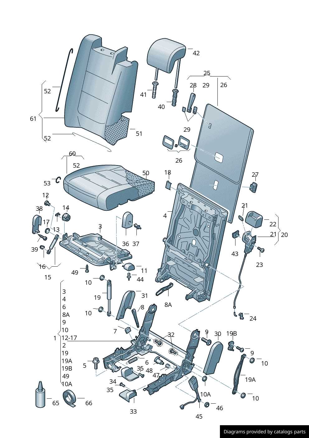 car seat parts diagram