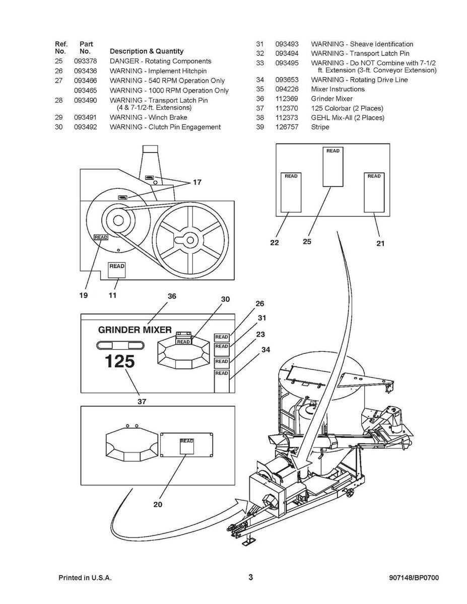 gehl 100 grinder mixer parts diagram