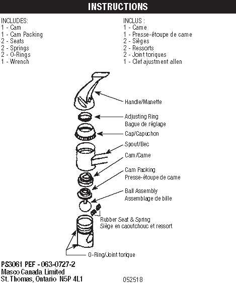 moen faucet parts diagram