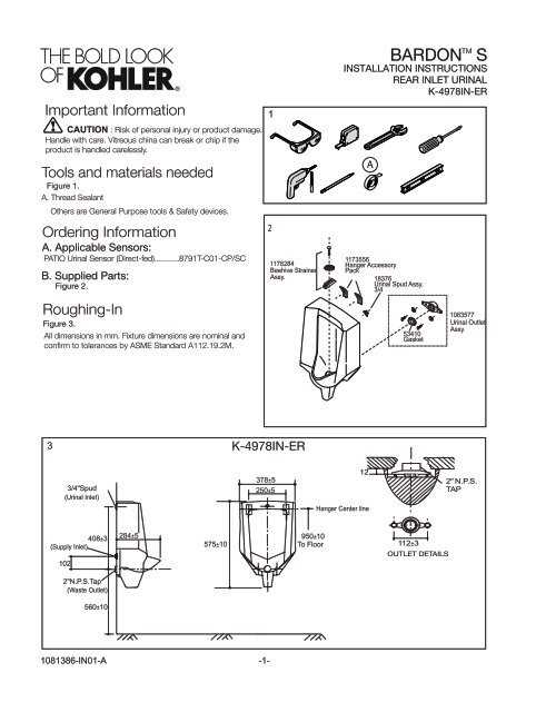 kohler urinal parts diagram