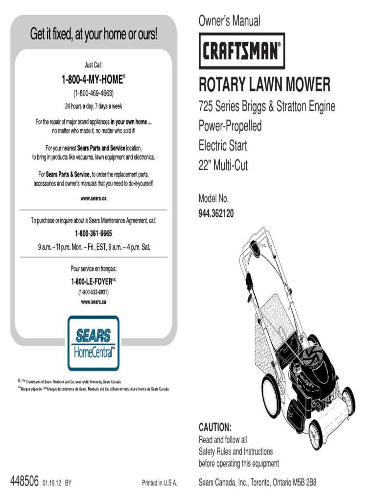 craftsman push mower parts diagram