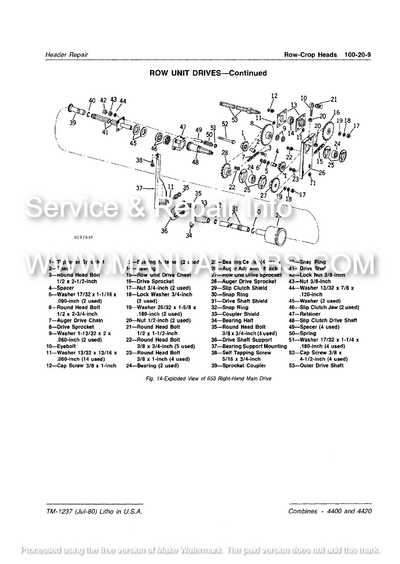 john deere 4420 combine parts diagram