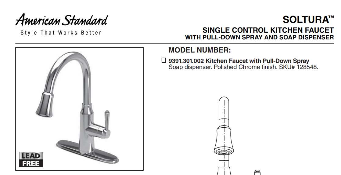 pull down american standard kitchen faucet parts diagram