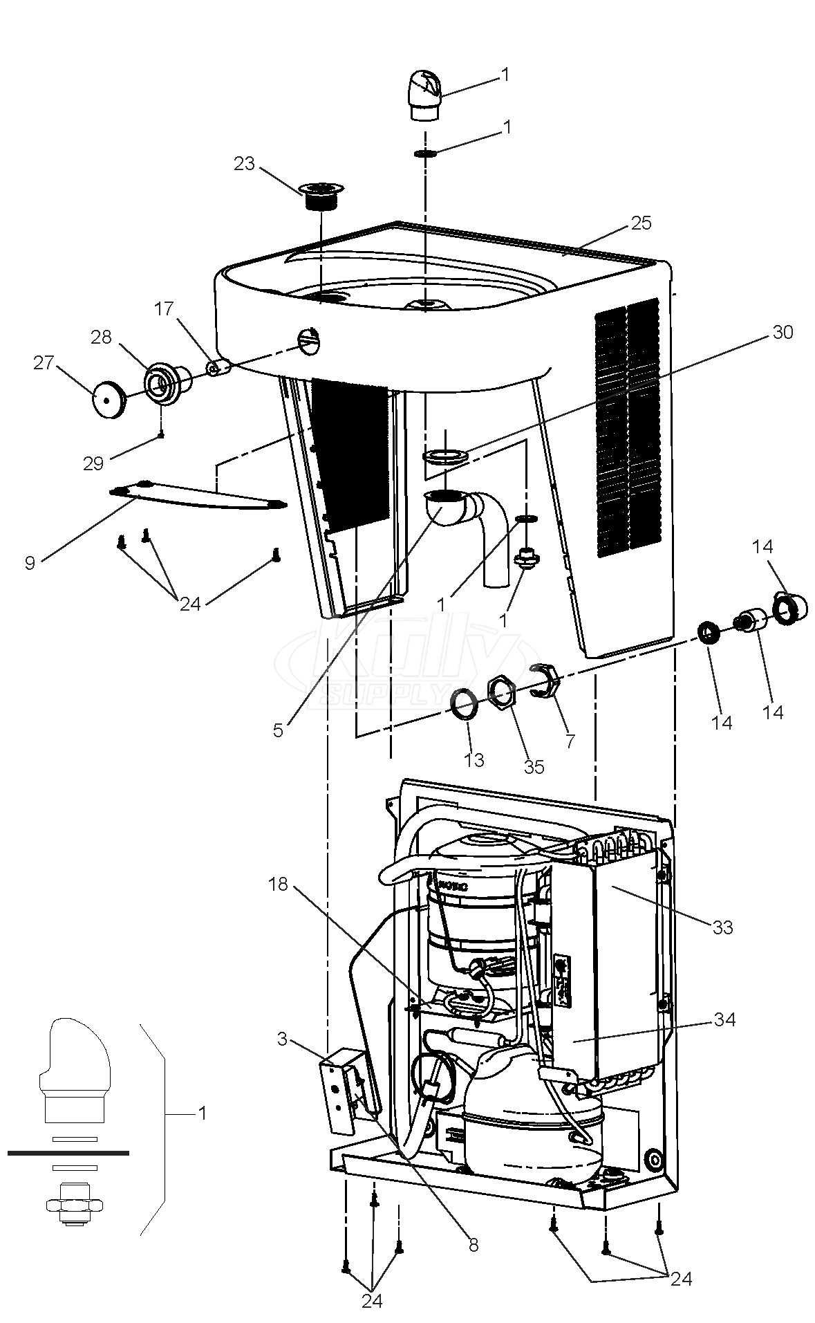 haws drinking fountain parts diagram