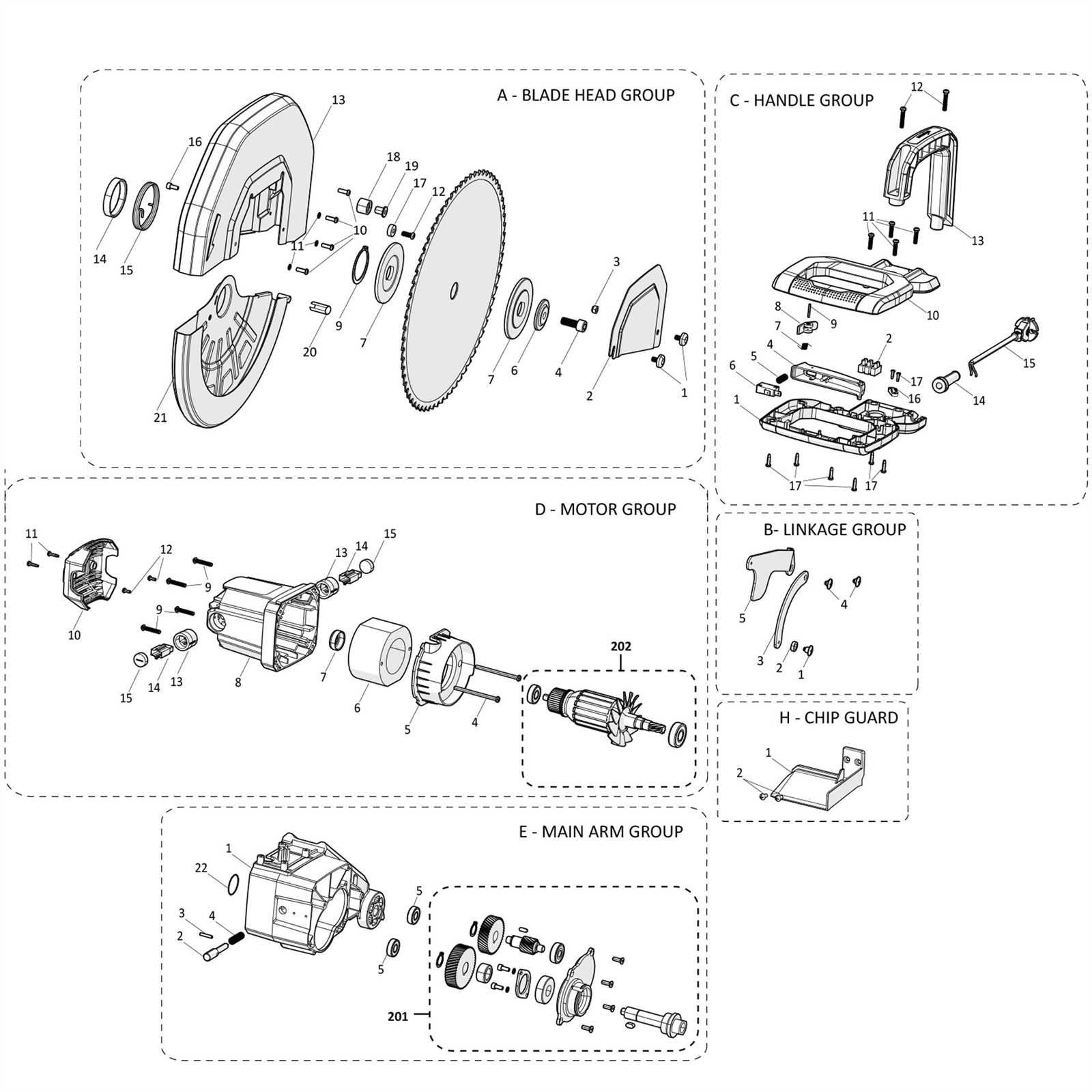 evolution saw parts diagram