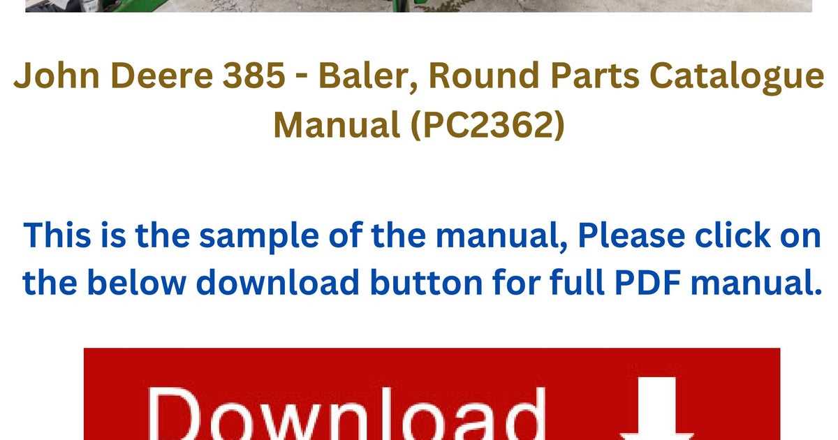 john deere 385 baler parts diagram