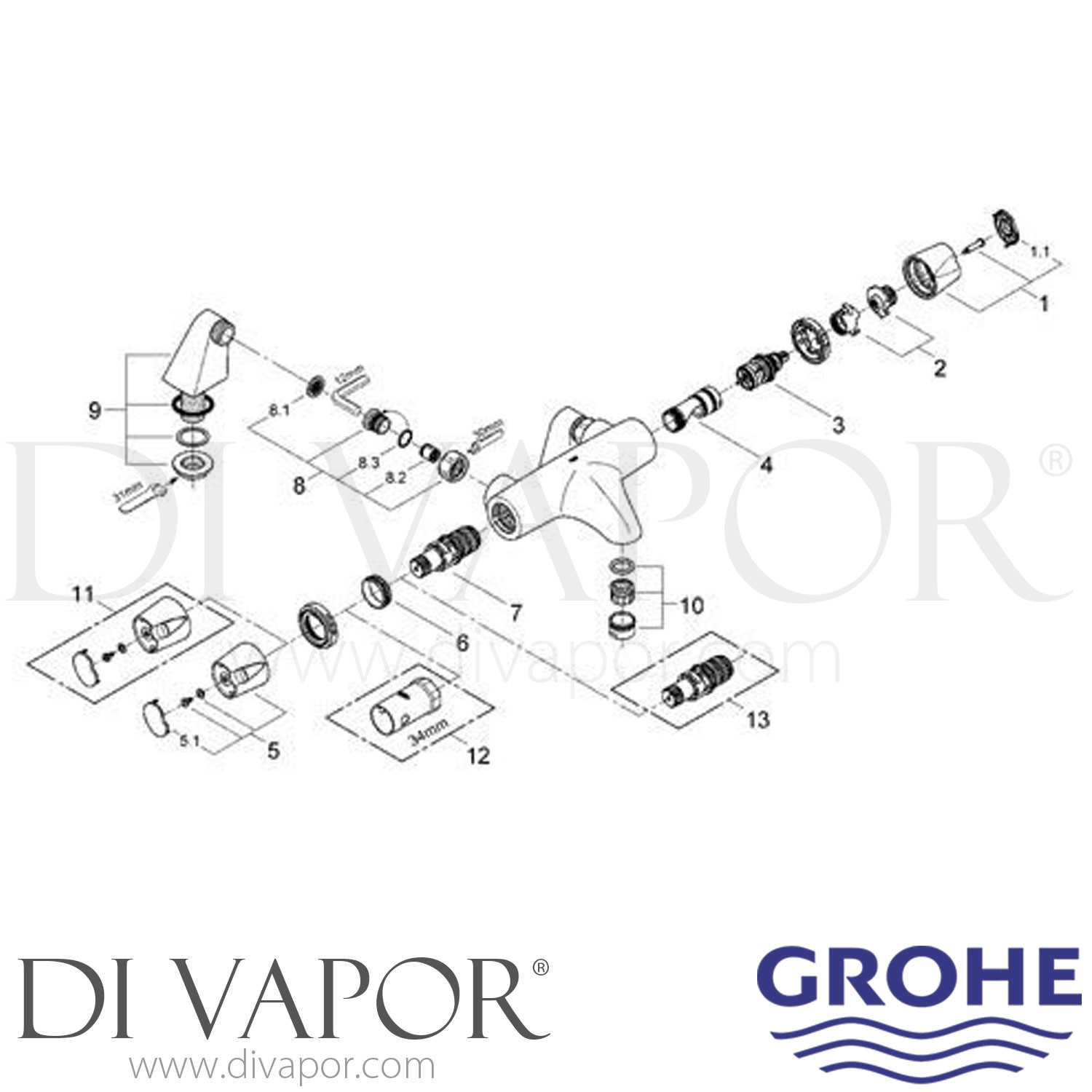 grohe bathroom faucet parts diagram