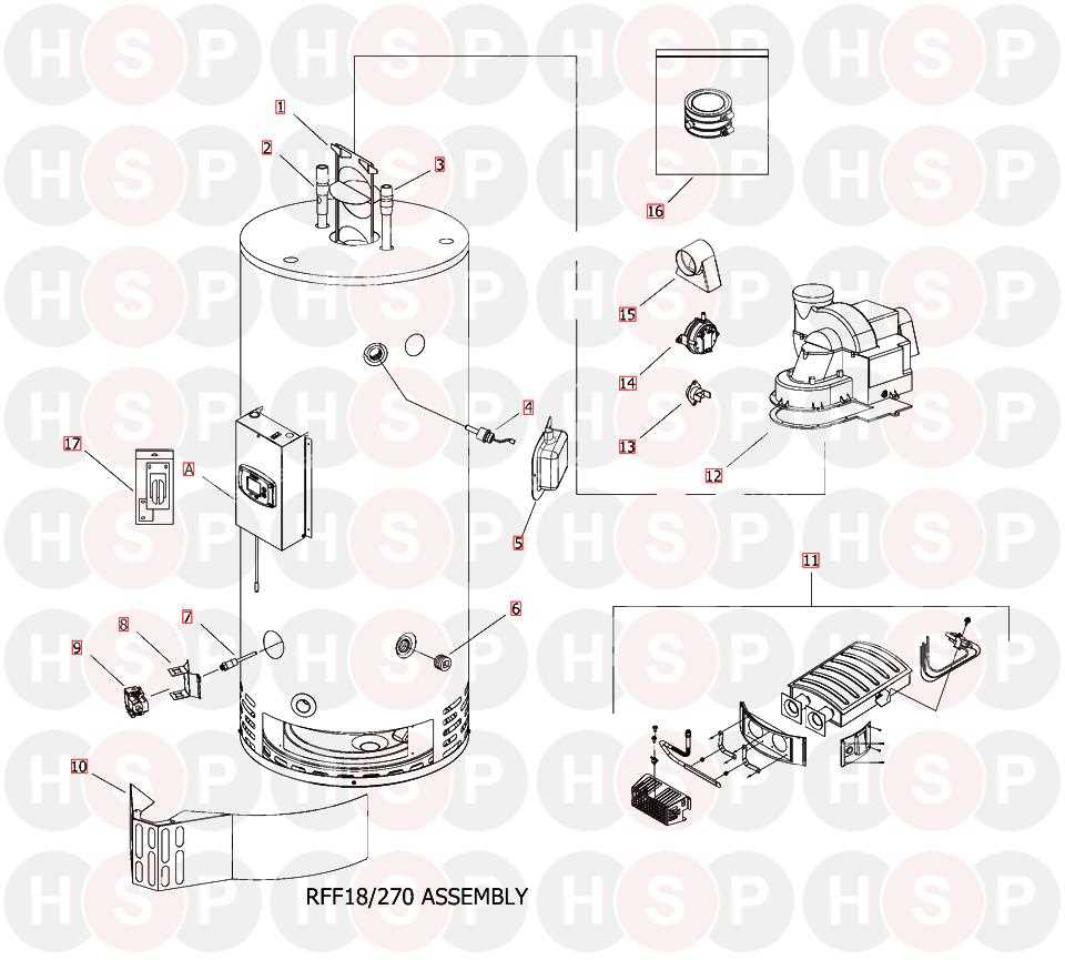 gas hot water heater parts diagram