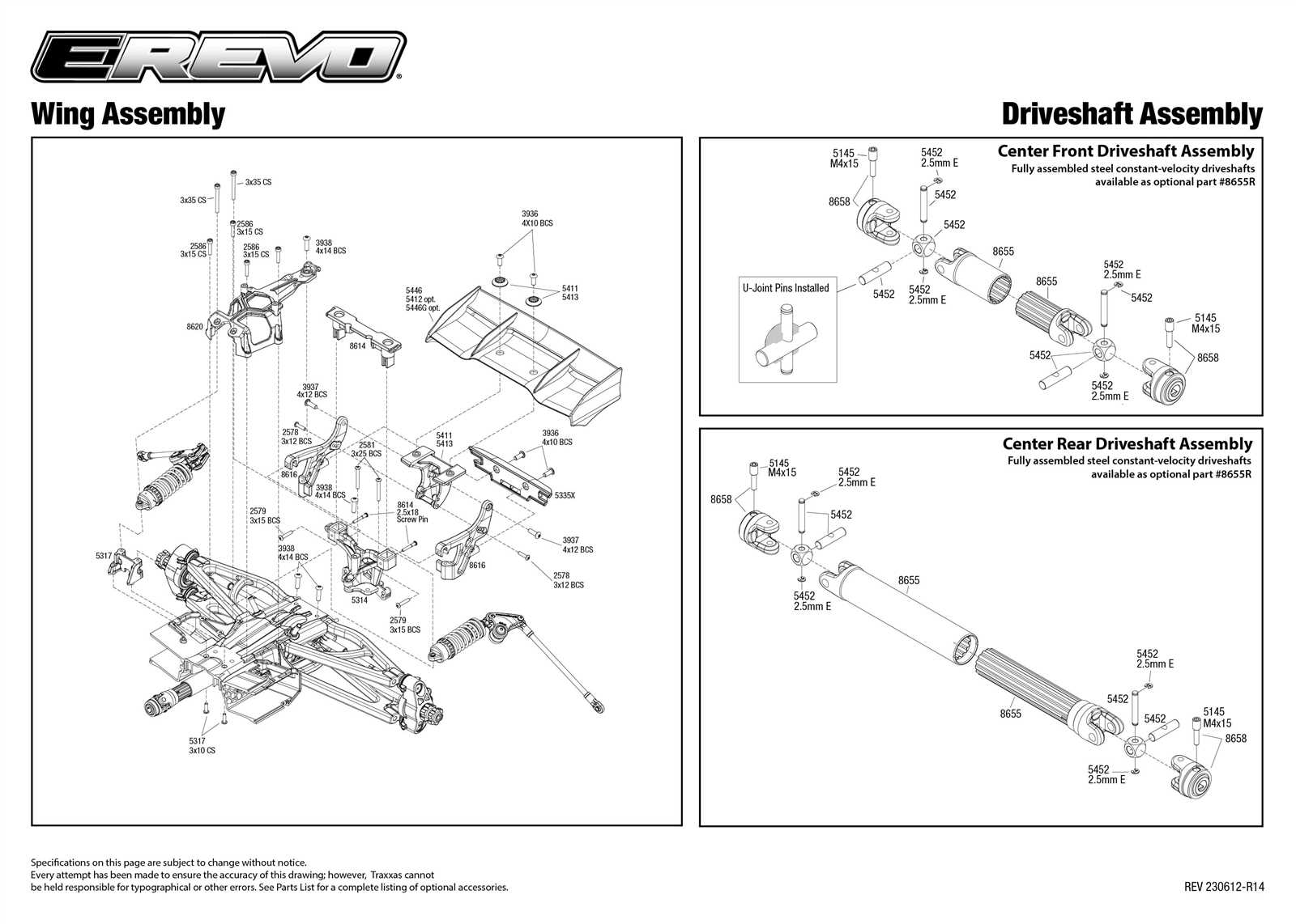 traxxas e revo brushless parts diagram