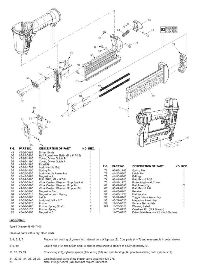 craftsman brad nailer parts diagram