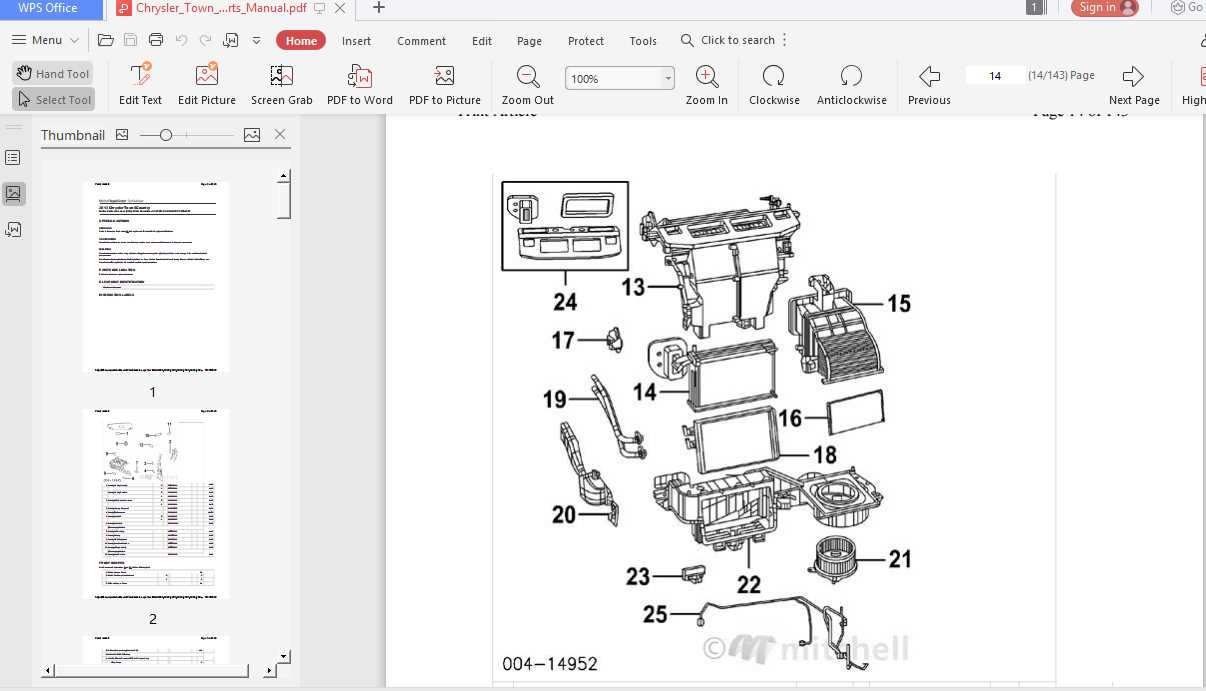 chrysler town and country parts diagram