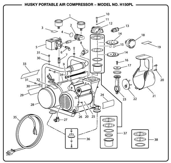 husky air compressor parts diagram