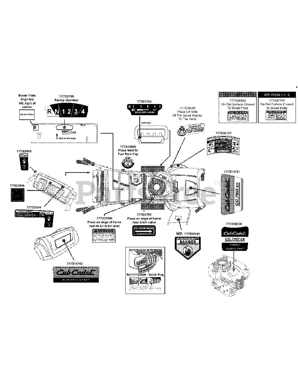 cub cadet cc760es parts diagram