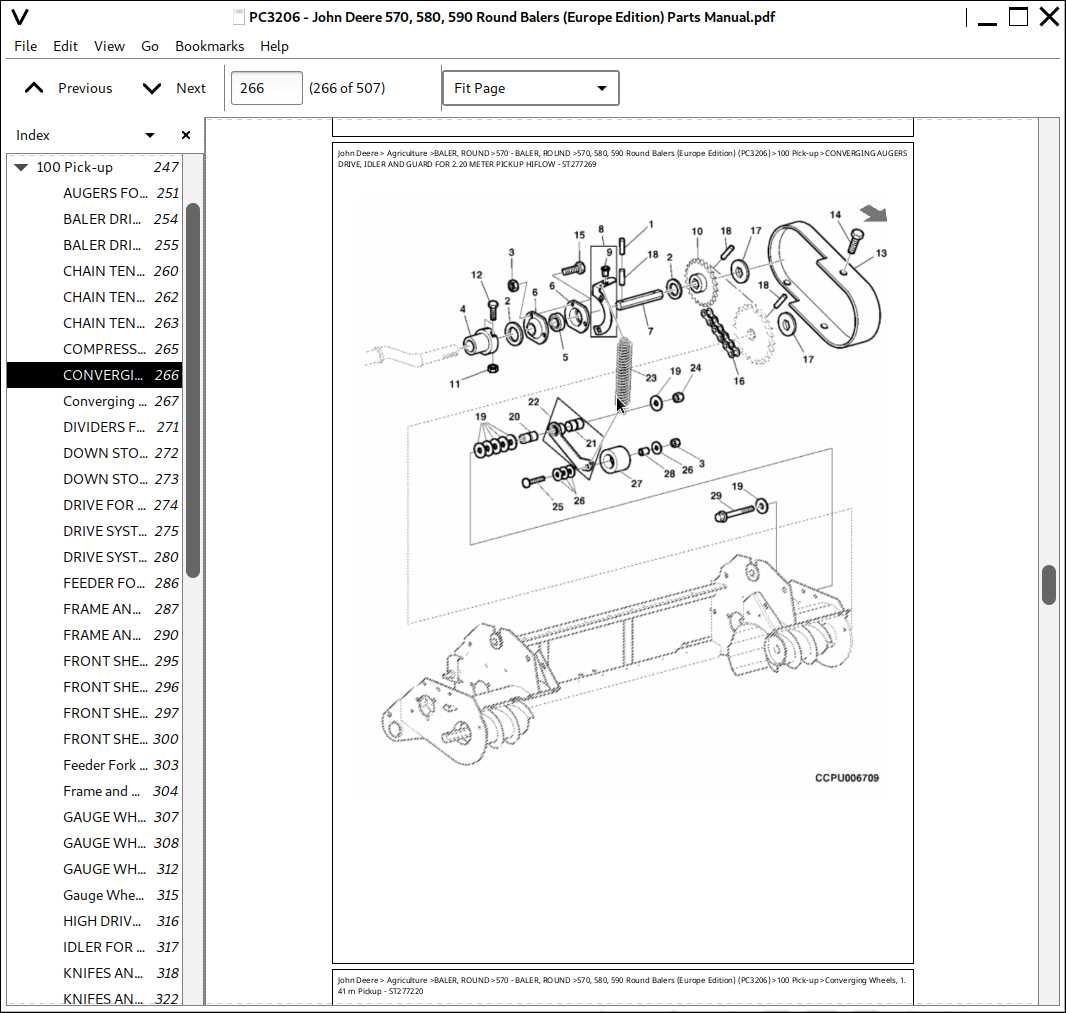 john deere 385 baler parts diagram