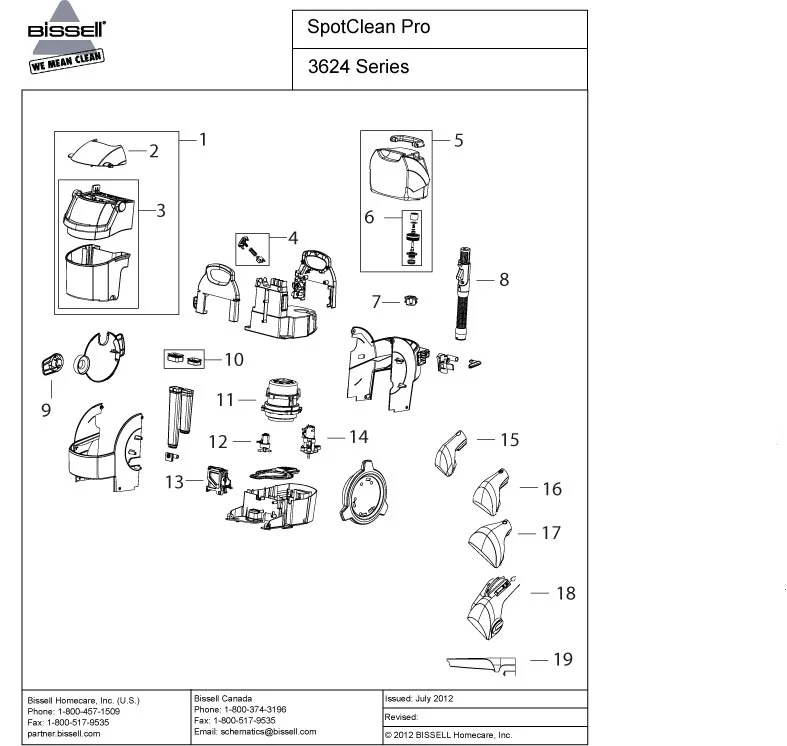 bissell pet hair eraser turbo parts diagram