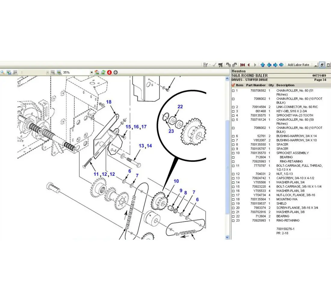 hesston 540 round baler parts diagram