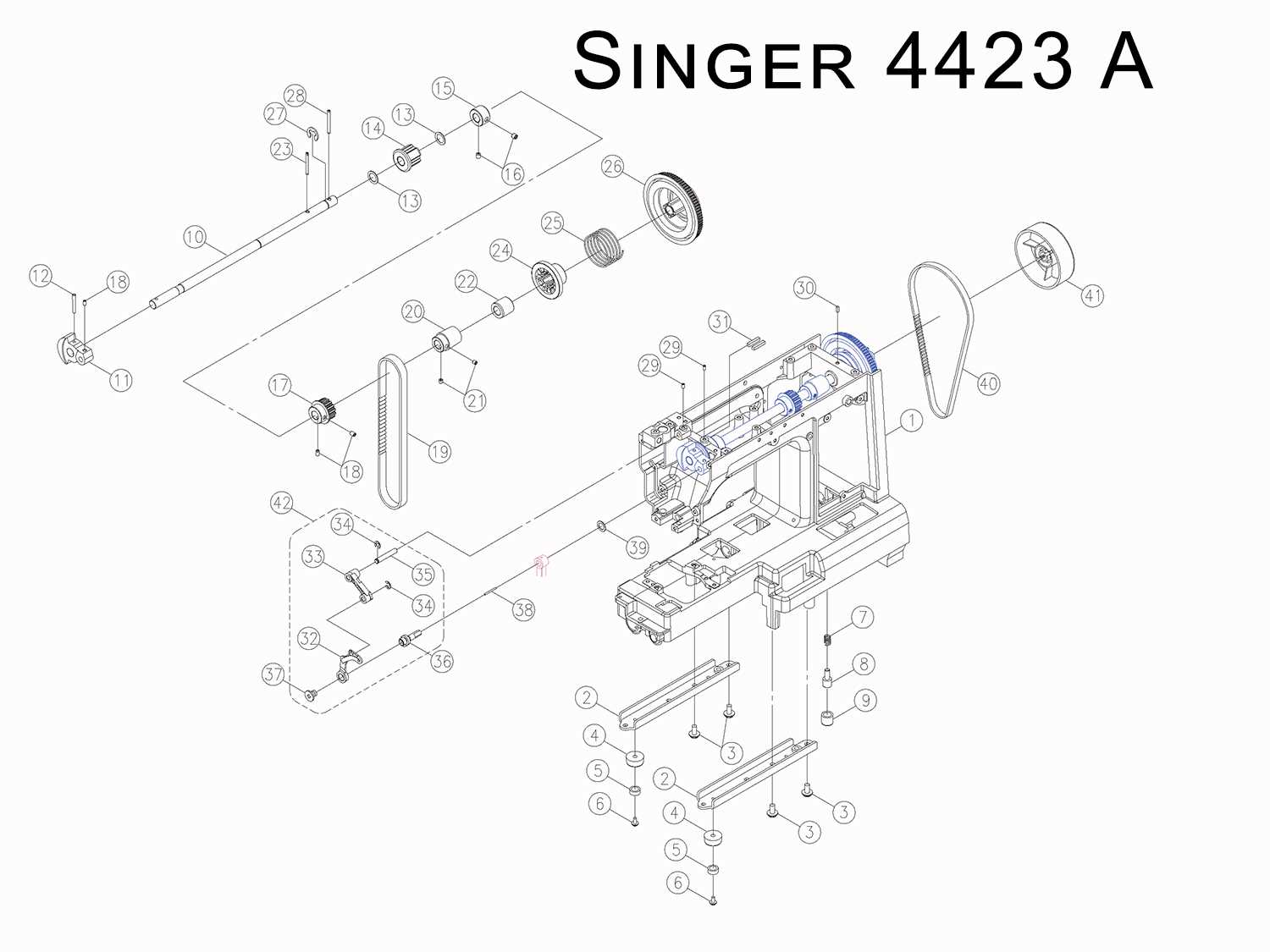 vintage singer sewing machine parts diagram