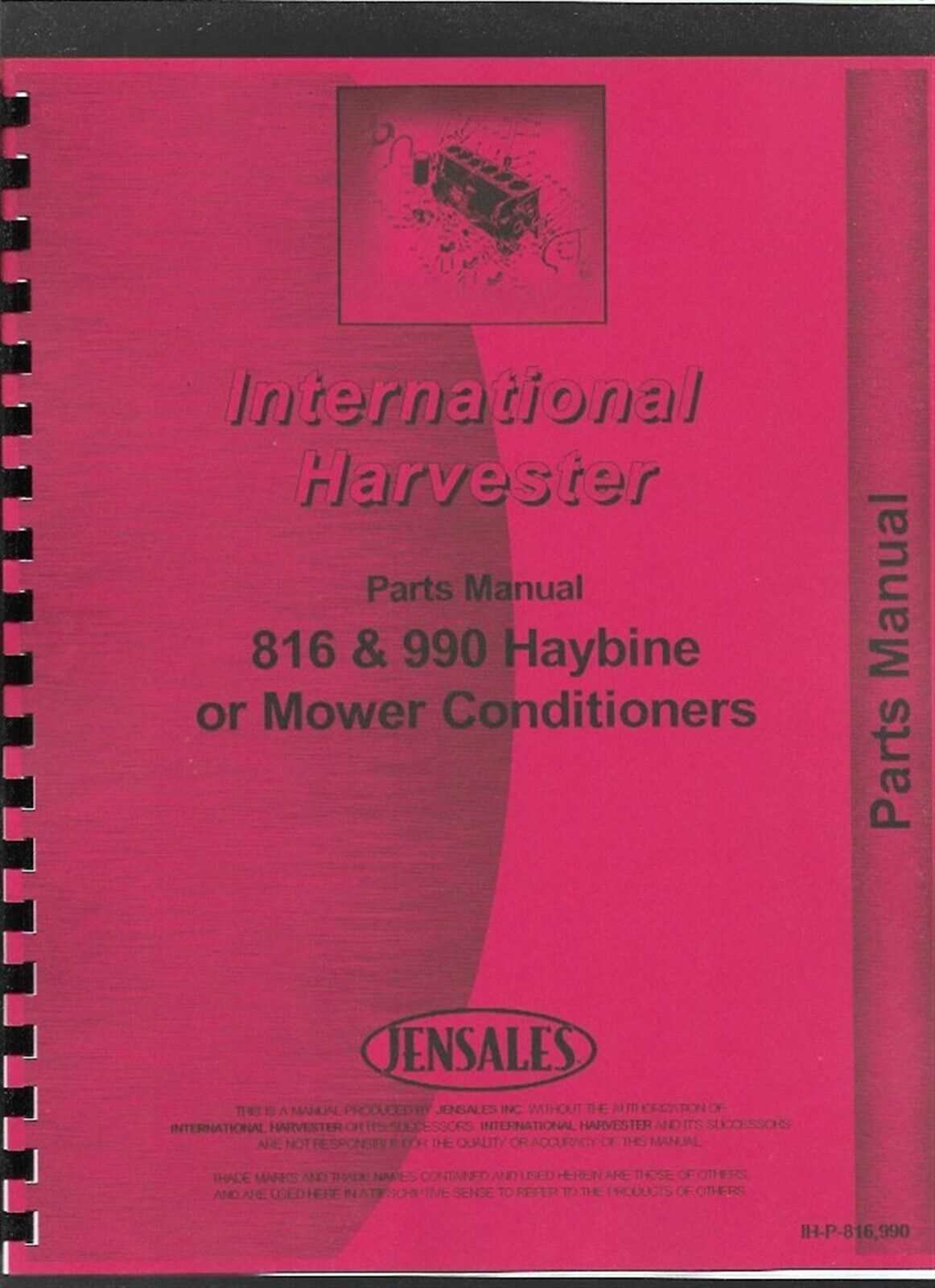 international 990 haybine parts diagram