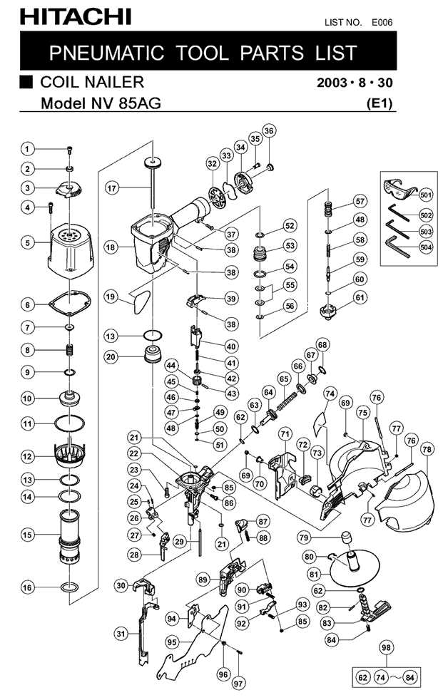 hitachi nail gun parts diagram