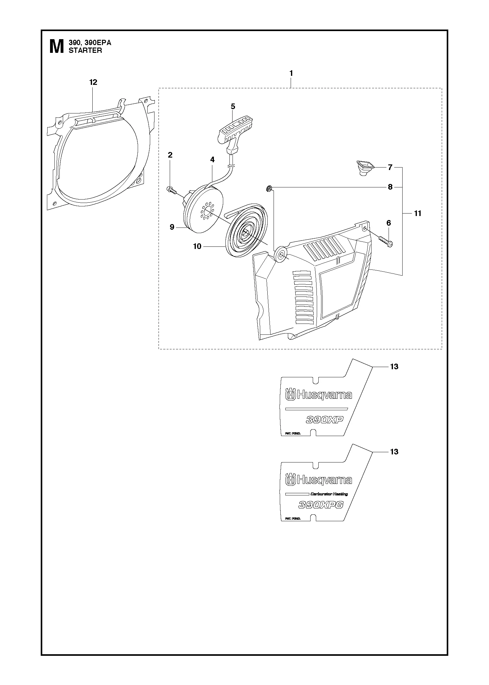 husqvarna 390xp parts diagram