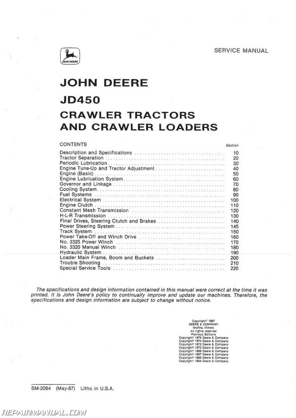 john deere 450 dozer parts diagram