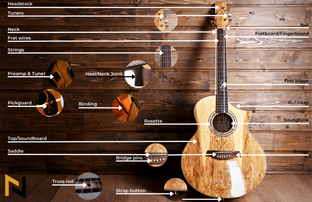 parts of a guitar diagram