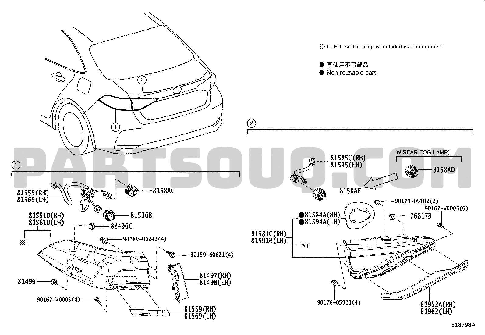 toyota corolla body parts diagram