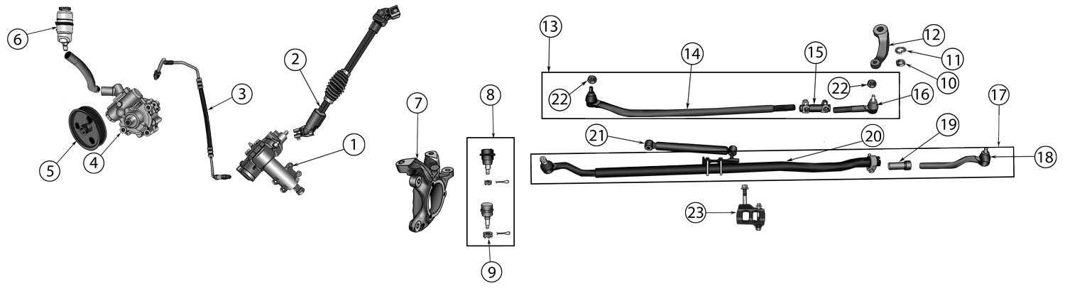 jeep wrangler steering parts diagram