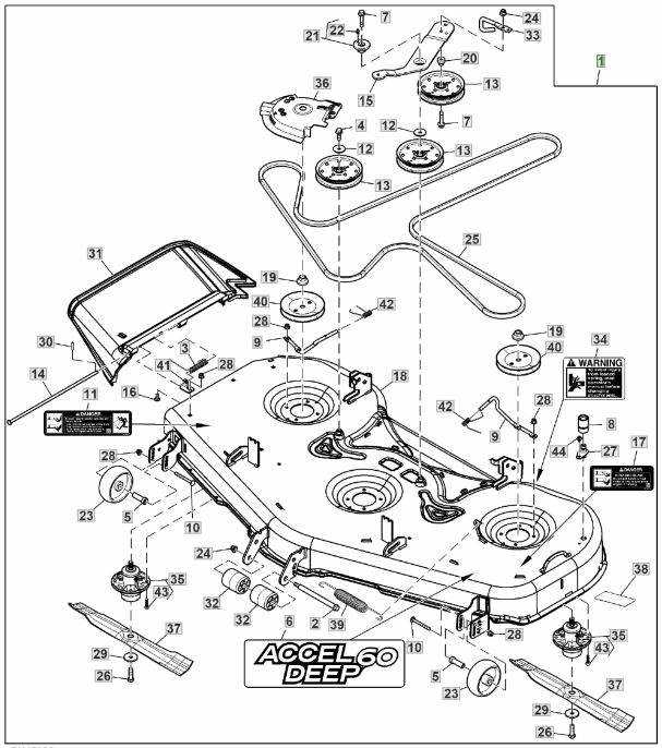 john deere 400 60 inch mower deck parts diagram