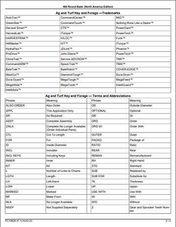 john deere 468 baler parts diagram