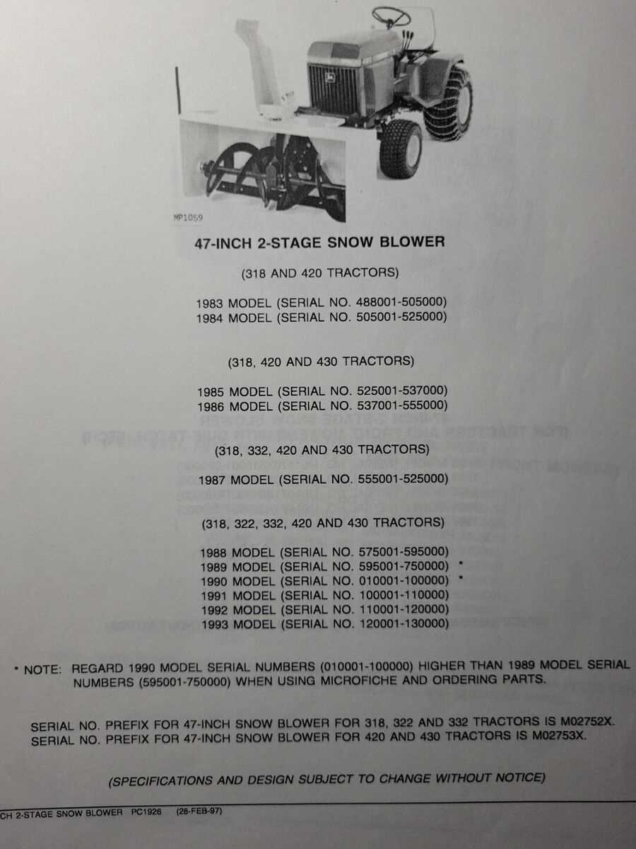 john deere 54 inch snow blower parts diagram