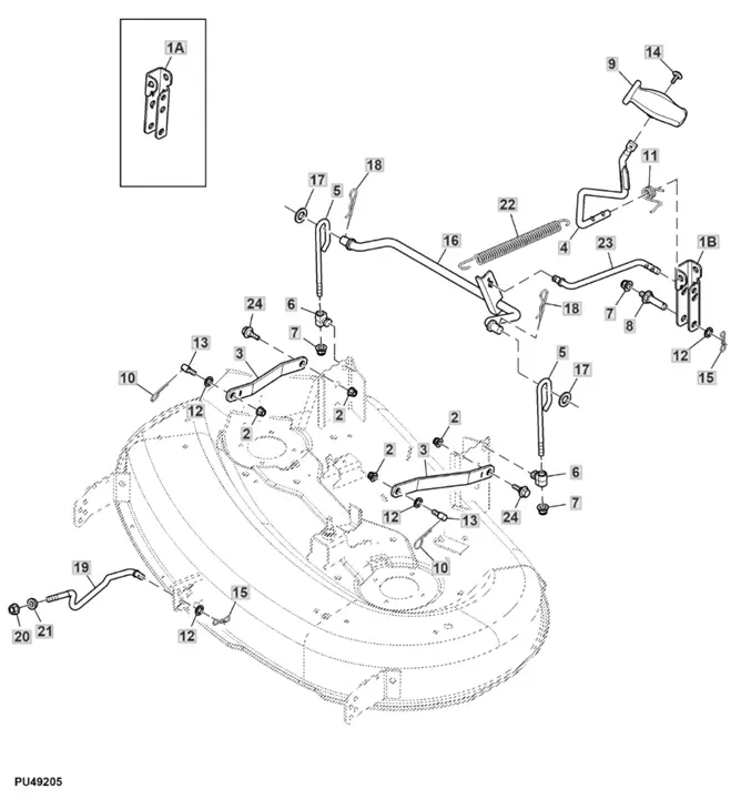 john deere d160 mower deck parts diagram