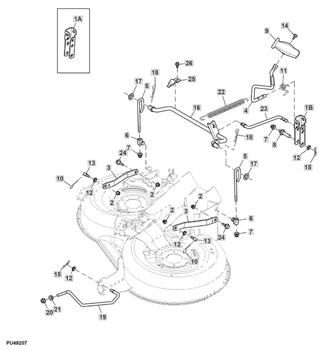 john deere la105 mower deck parts diagram