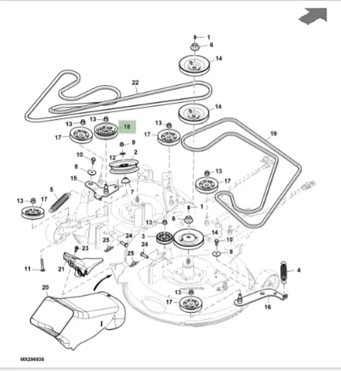 john deere x324 mower deck parts diagram