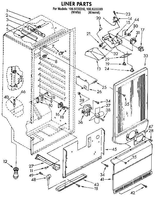 kenmore freezer parts diagram