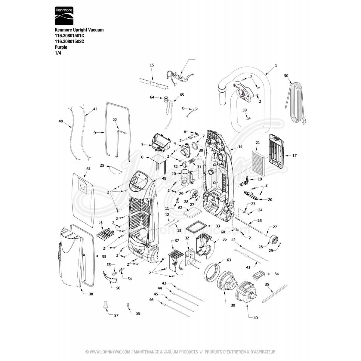 kenmore vacuum model 116 parts diagram