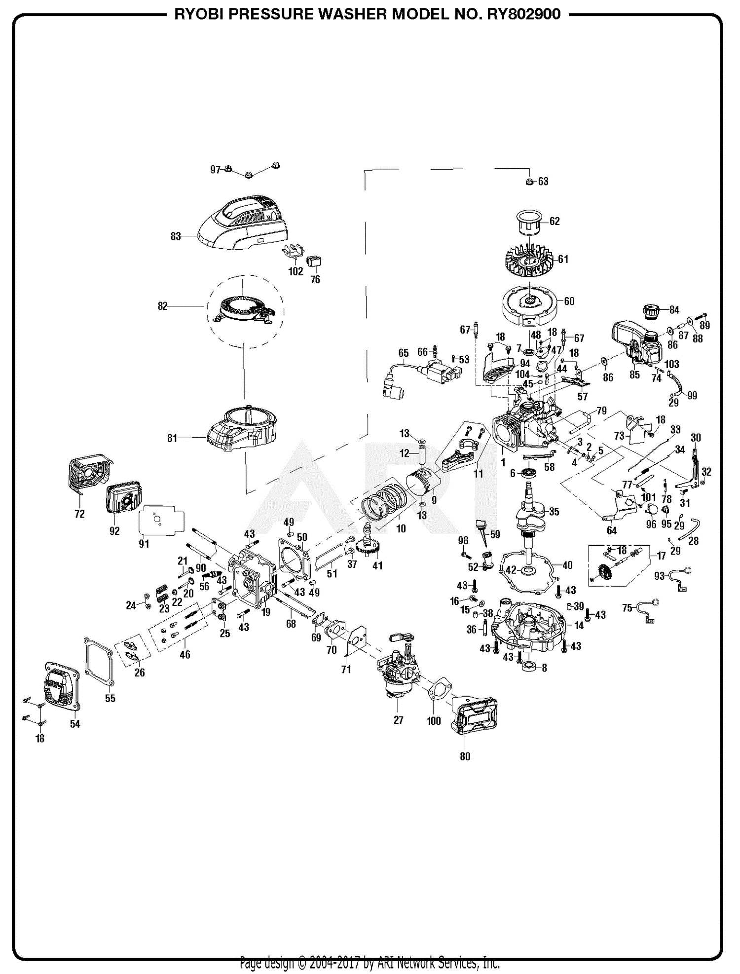 ryobi electric pressure washer parts diagram