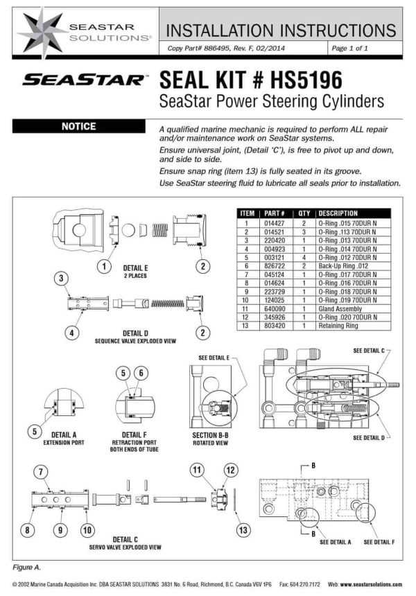 seastar parts diagram