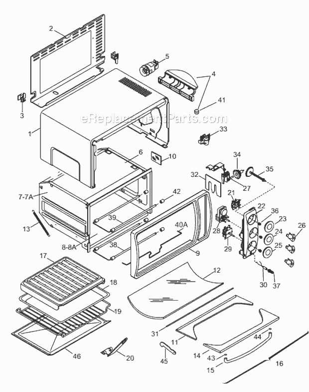 labeled toaster parts diagram