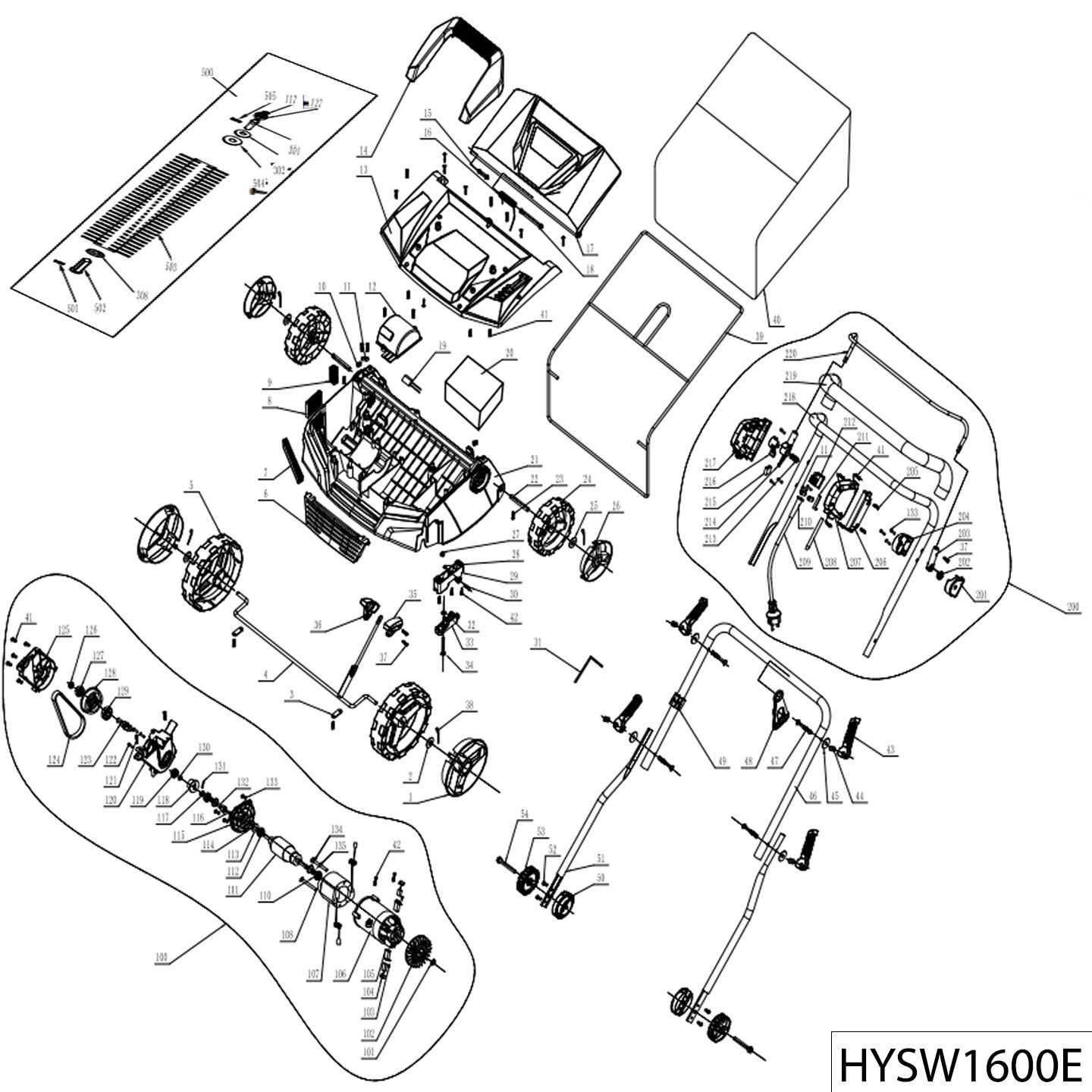 lawn sweeper parts diagram