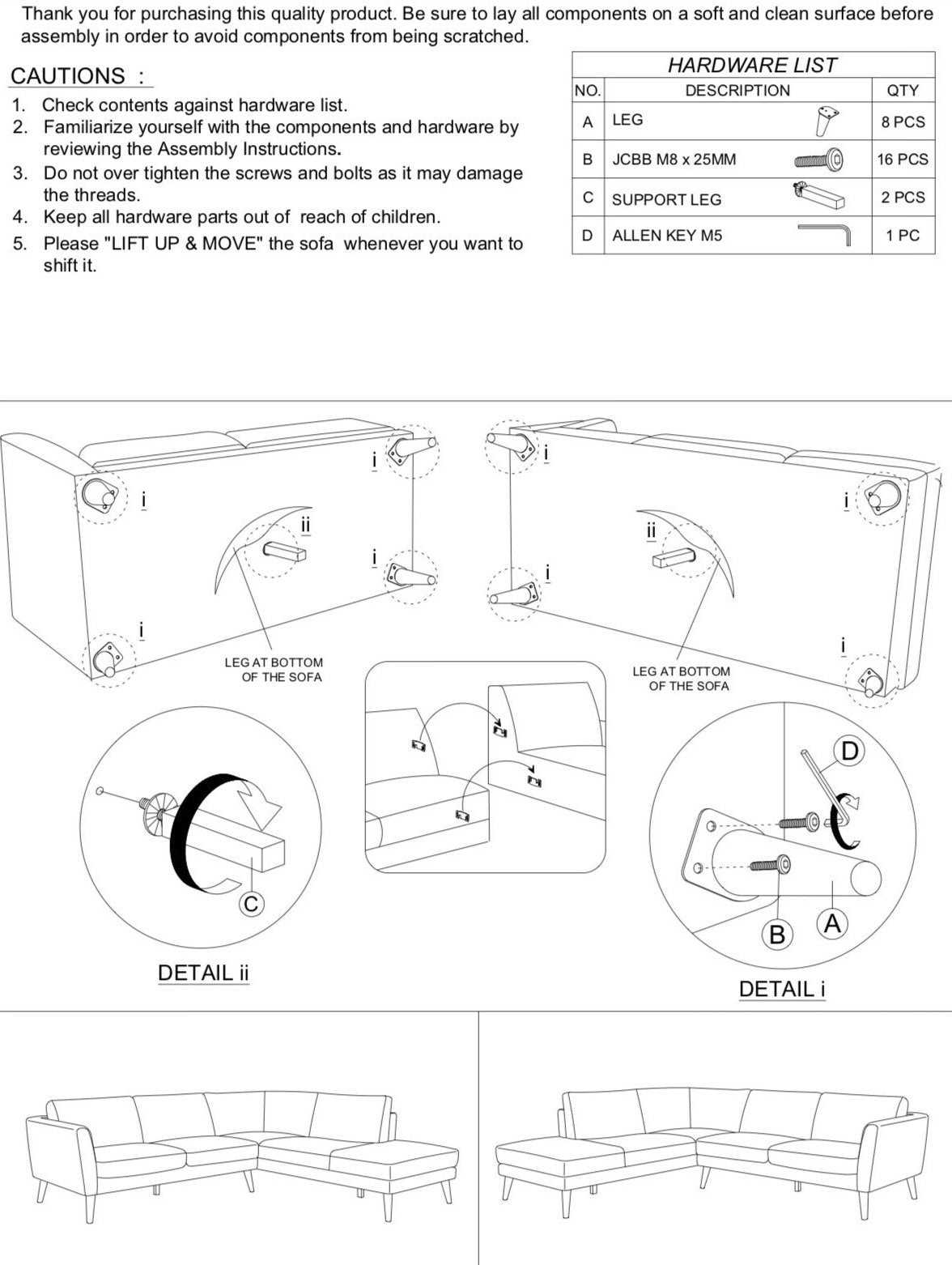 parts of a sofa diagram