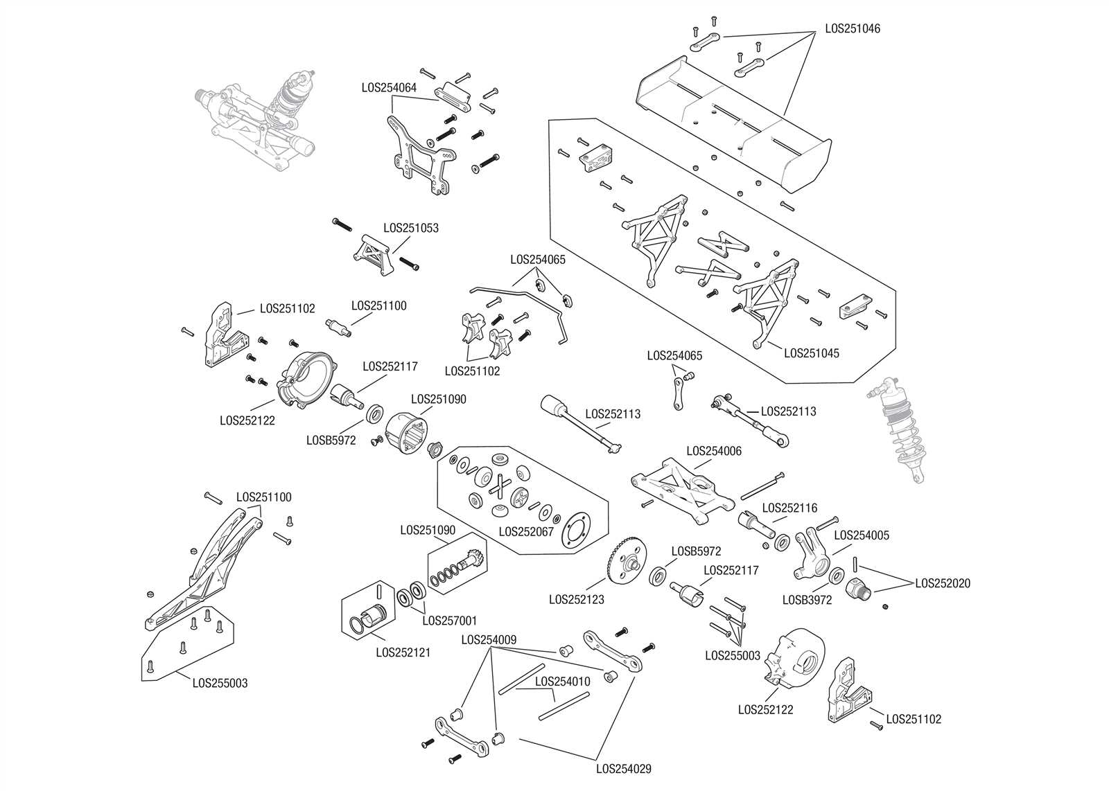 losi dbxl e 2.0 parts diagram