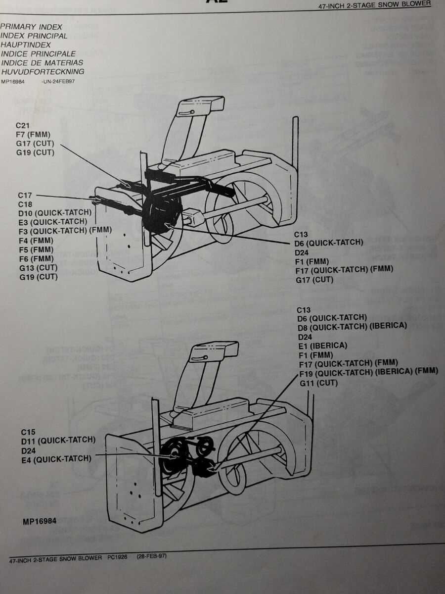 john deere snow blower parts diagram