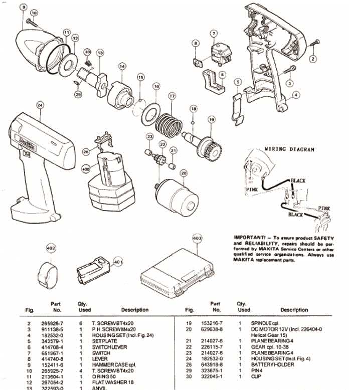 makita hammer drill parts diagram