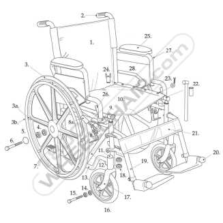 manual wheelchair parts diagram