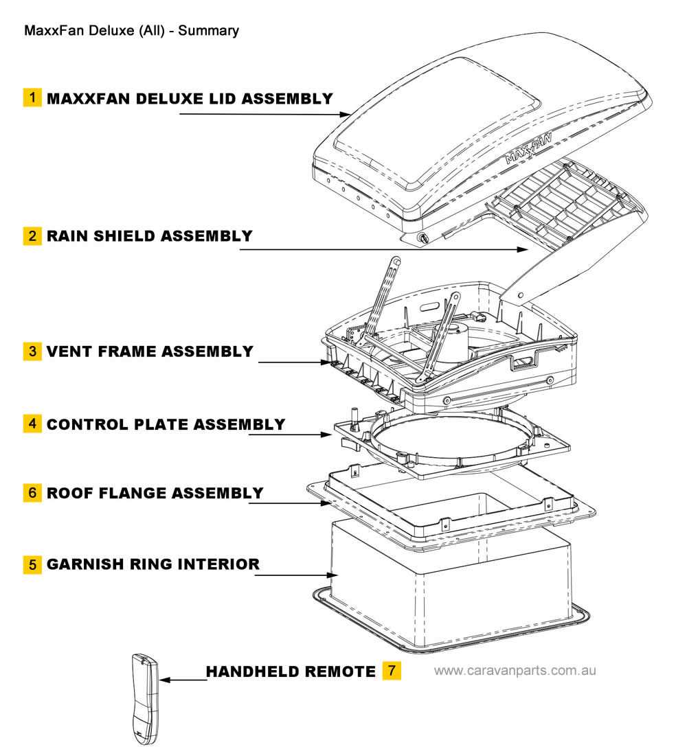 maxxair fan parts diagram