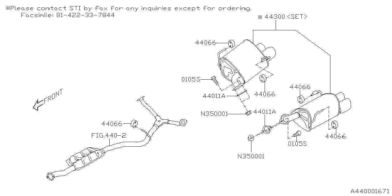 subaru exhaust parts diagram