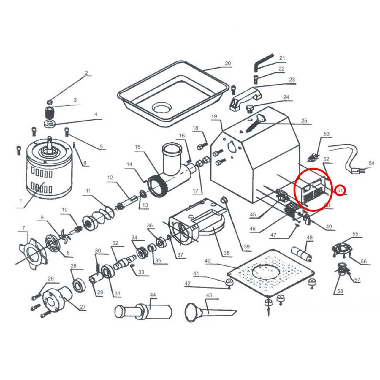 meat grinder parts diagram