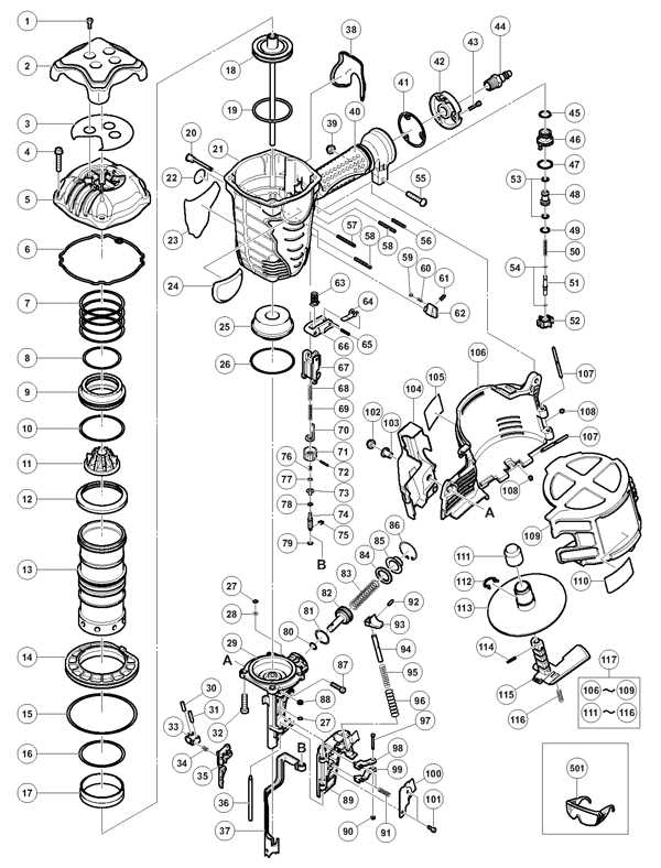 metabo nail gun parts diagram